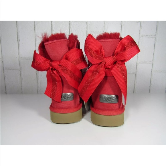 UGG Shoes - UGG MINI BAILEY BOW CUSTOMIZABLE RIBBON RED BOOTS
